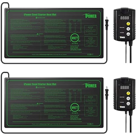 Ipower 2-Pack 10" x 20.5" Warm Hydroponic Seedling Heat Mat w/ Durable Waterproof Design, 2PK GLHTMTCTRLHTMTSX2